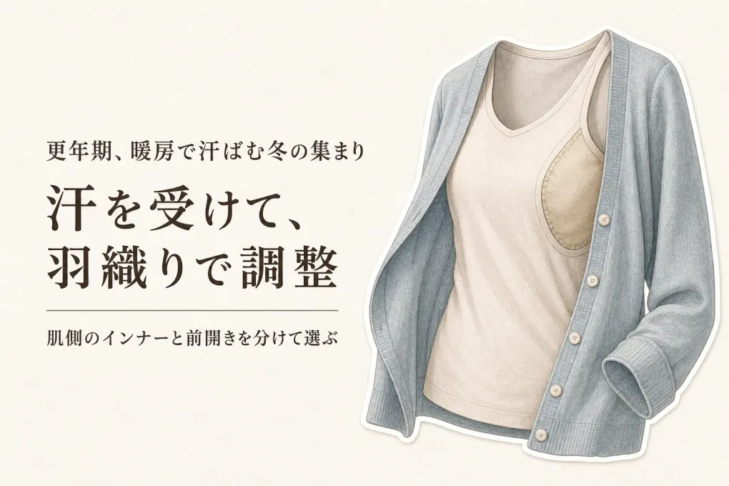 【季節先取り・冬】吸水速乾キャミソール レディースと前開きカーディガンを比較｜忘年会の汗・着替え・温度調整