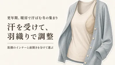 【季節先取り・冬】吸水速乾キャミソール レディースと前開きカーディガンを比較｜忘年会の汗・着替え・温度調整